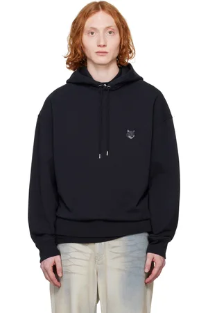 Maison Kitsuné Pull à capuche surdimensionné noir à écusson à logo de renard