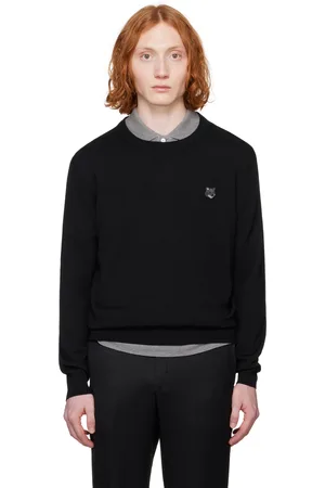 Maison Kitsuné Pull noir à écusson à logo de renard