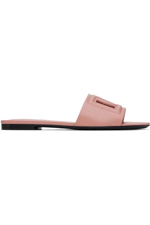 Dolce & Gabbana Sandales roses en cuir de veau à logo DG