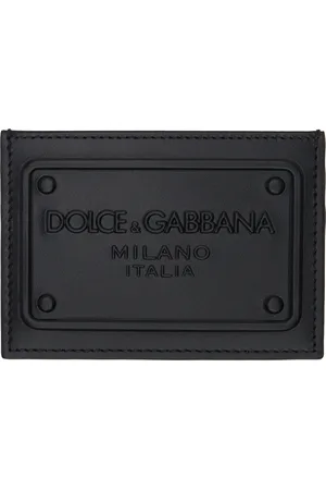 Dolce & Gabbana Porte-carte noir en cuir de veau à logo en relief