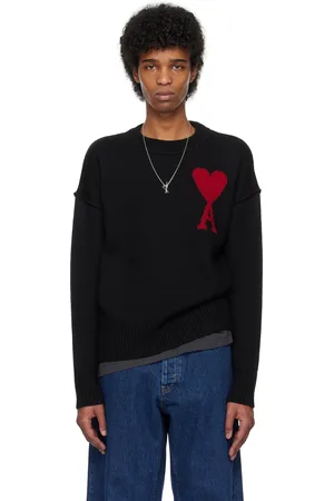 Ami Pull noir en laine à logo Ami de cœur