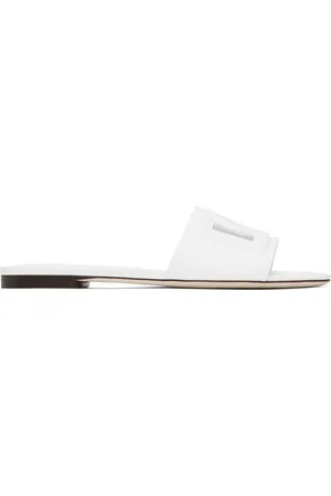 Dolce & Gabbana Sandales blanches en cuir de veau à logo DG