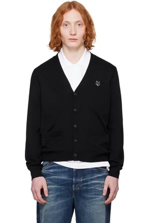 Maison Kitsuné Cardigan noir à écusson à logo de renard