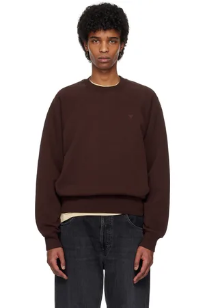 Ami Pull molletonné bourgogne en coton à logo Ami de cœur