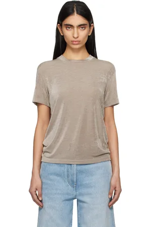 Ami T-shirt à manches courtes taupe en jersey lustré
