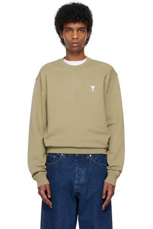 Ami Pull molletonné kaki en coton à logo Ami de cœur