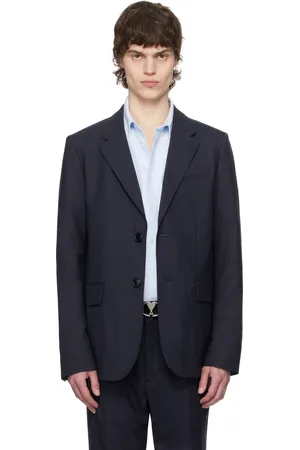 Ami Veston bleu marine en laine à deux boutons