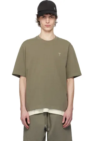 Ami T-shirt taupe en coton à logo Ami de cœur ton sur ton