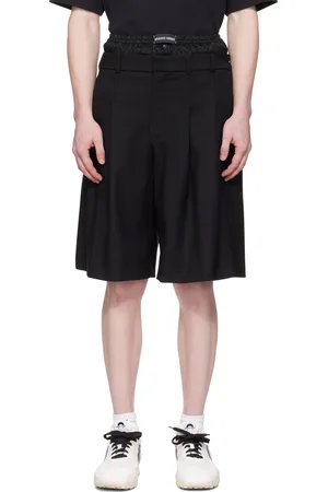 Marine Serre Short noir en sergé de laine vierge