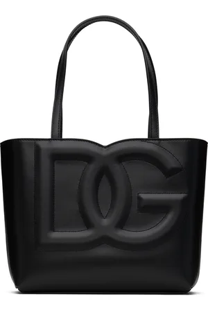 Dolce & Gabbana Petit cabas noir en cuir de veau à logo DG