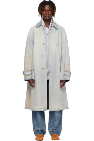 Maison Margiela Manteau de style trench bleu en denim