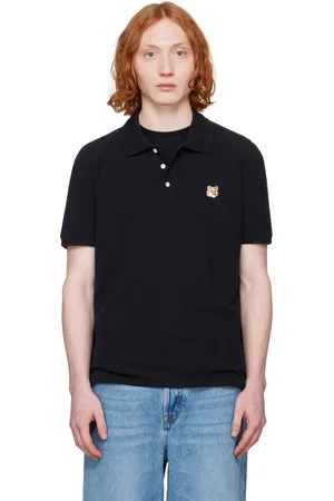 Maison Kitsuné Polo noir à écusson à logo de renard