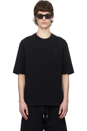 Ami T-shirt noir en coton à logo Ami de cœur ton sur ton