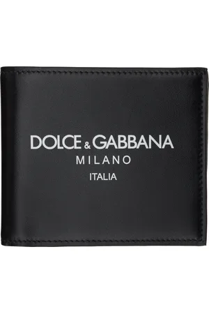 Dolce & Gabbana Portefeuille à deux volets noir en cuir de veau à logo