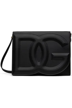 Dolce & Gabbana Sac à bandoulière noir en cuir de veau à logo DG