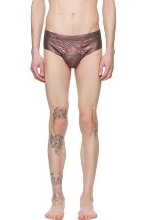 Rick Owens Slip de bain Penta brun à coutures en pentagramme - Hollywood