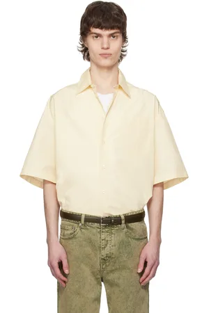 Ami Chemise à manches courtes droite blanc cassé en coton