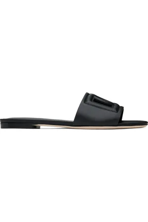 Dolce & Gabbana Sandales noires en cuir de veau à logo DG