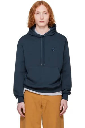 Maison Kitsuné Pull à capuche décontracté bleu marine à écusson à logo de renard