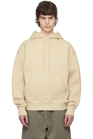 Ami Pull à capuche beige en coton à logo Ami de cœur