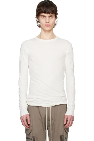 Rick Owens T-shirt à manches longues étagé blanc cassé - Hollywood