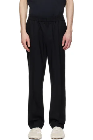 Ami Pantalon noir en laine à taille élastique