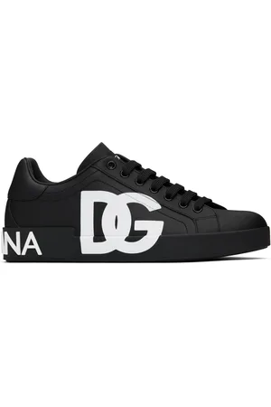 Dolce & Gabbana Baskets Portofino noires en cuir de veau nappa à logo DG
