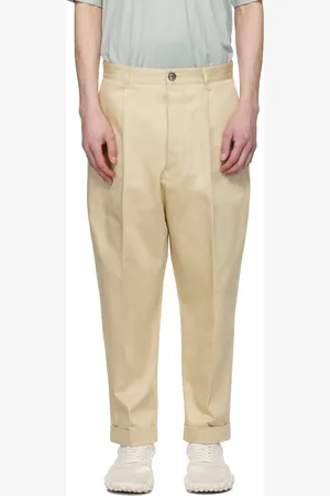 Ami Pantalon carotte surdimensionné beige en coton