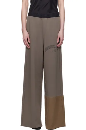 Maison Margiela Pantalon de détente brun à panneaux et à logo de style collégial