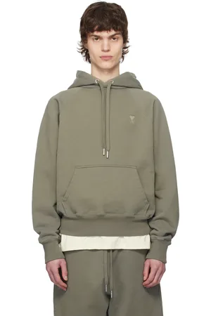 Ami Pull à capuche taupe en coton à logo Ami de cœur ton sur ton