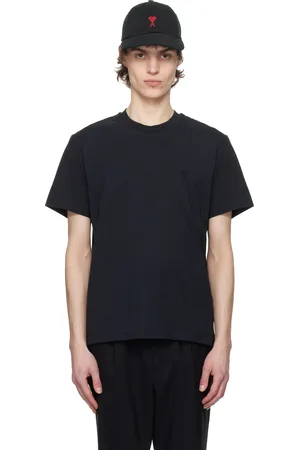 Ami T-shirt noir en coton à logo Ami de cœur