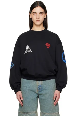 Marine Serre Pull molletonné surdimensionné noir en molleton à écussons Souvenir