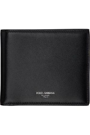 Dolce & Gabbana Portefeuille à deux volets noir en cuir de veau