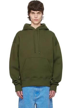 Ami Pull à capuche vert en coton à logo Ami de cœur