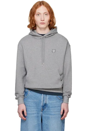 Maison Kitsuné Pull à capuche décontracté gris à écusson à logo de renard