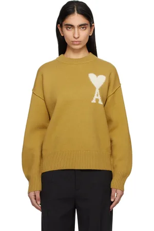 Ami Pull kaki en laine à logo Ami de cœur