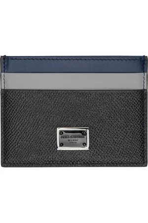 Dolce & Gabbana Porte-carte noir et bleu en cuir Dauphine