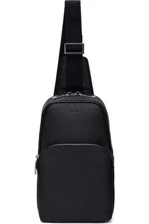 HUGO BOSS Sac à dos noir en cuir grainé