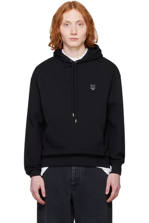 Maison Kitsuné Pull à capuche décontracté noir à écusson à logo de renard