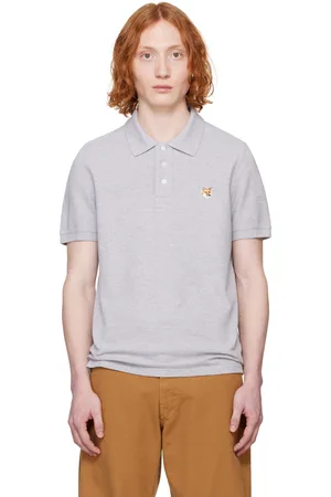 Maison Kitsuné Polo gris à écusson à logo de renard