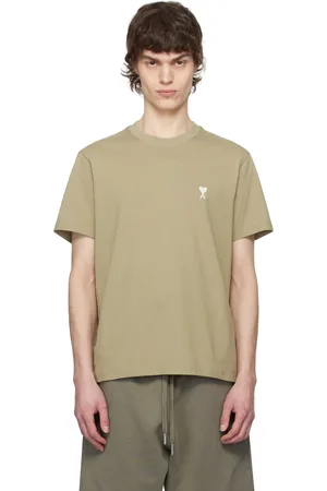 Ami T-shirt kaki en coton à logo Ami de cœur