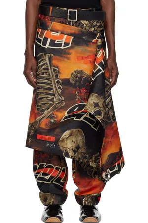 LU’U DAN Jupe portefeuille Bendera noir et orange