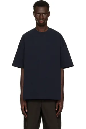 Jil Sander T-shirt bleu marine à étiquette à logo