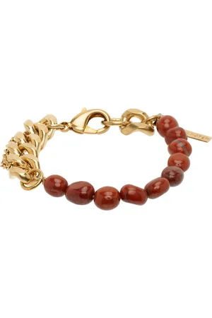DRIES VAN NOTEN Bracelet-chainette doré à pierres bourgogne