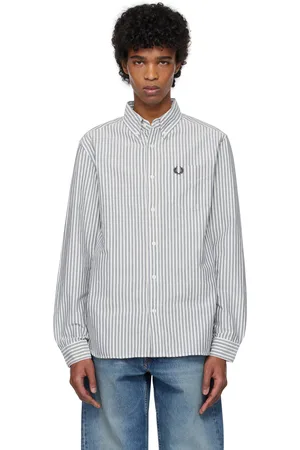 Fred Perry Chemise blanc et bleu en toile oxford à rayures