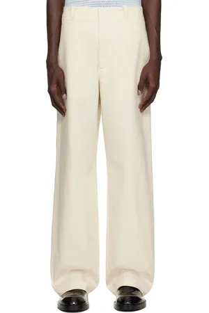 Jil Sander Pantalon blanc cassé en canevas épais de coton