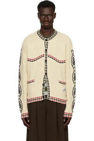 Andersson Bell Cardigan Fantasia blanc cassé à col ras du cou