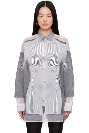 Jean Paul Gaultier Chemise noir et blanc à motif Body Morphing et à effet Petit grand