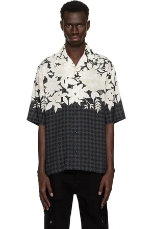 AMIRI Chemise de camp noire à image à logo