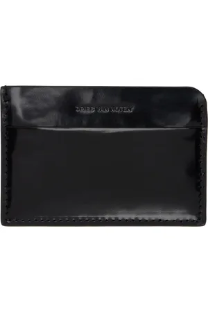DRIES VAN NOTEN Porte-carte noir en cuir